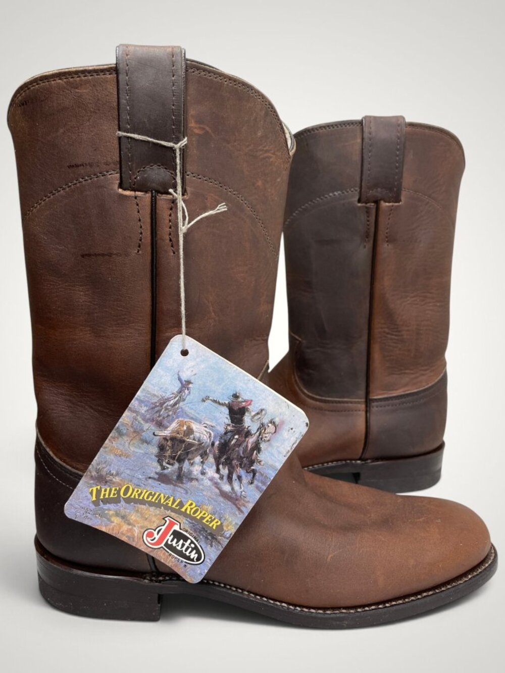 Justin Leather Roper Women's 6.5 B Western Cowboy Boots USA Made Vintage NEW